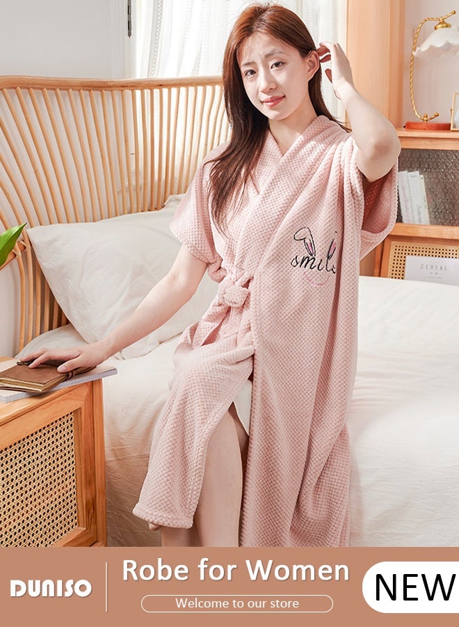 DUNISO Soft Absorbent Robe for Women Bathrobe Wearable Bath Towel Breathable Summer Bath Robes Quick Dry Lightweight Comfortable Bathrobe for Spa Home and Hotel - Image 1