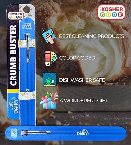 The Kosher Cook Dairy Blue Crumb Buster – Quick and Efficient Metal Crumb Remover – Dust of Tables and Countertops for Quick Cleaning - Color Coded Kitchen Tools by The Kosher Cook - Image 2