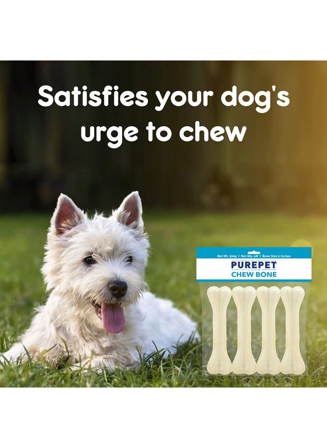 PUREPET PUREPET Dog Treats Pressed Chew Bones, 15.24 Cm - Pack Of 4 Bones, All Life Stages  - Image 3