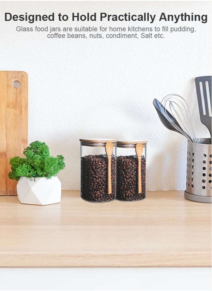 Perfii 3pcs 1200ml Glass Jars with Wooden Spoons Airtight Lids, Clear Containers for Coffee, Tea, Flour, Nuts, Stylish and Functional Glass Storage Set  - Image 5