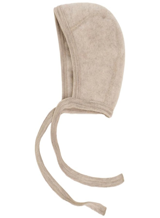 Ecoable Newborn Baby Bonnet, 0-6 Months | Organic Merino Wool Fleece, Pilot Cap with Ear Protection for Infants (Sand, EU 50/56 | 0-3 Months) - Image 1