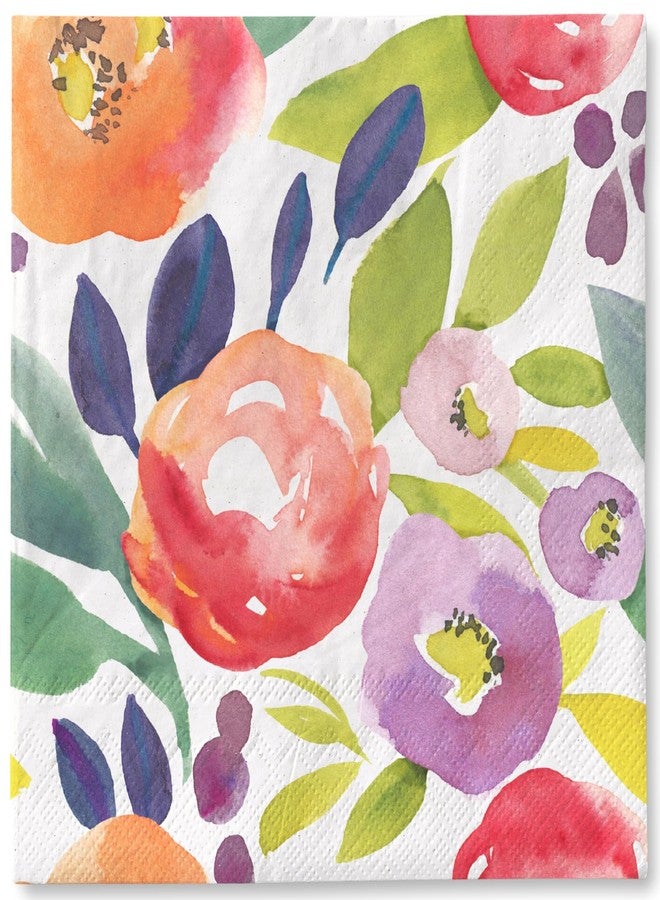 JarThenaAMCS جارثينا AMCS 80 قطعة من مناديل الورق الزهرية بألوان مائية زهور ملونة مناديل عشاء زخرفية قابلة للتخلص منها مناديل يد لربيع الزفاف عيد الميلاد حفلة استحمام الطفل لوازم الطاولة - Image 1