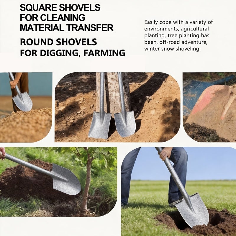 Square Shovel Set 2026 New Model Heavy Duty All Steel Forged Shovel Head Integrated Molding Sturdy Durable - Image 2