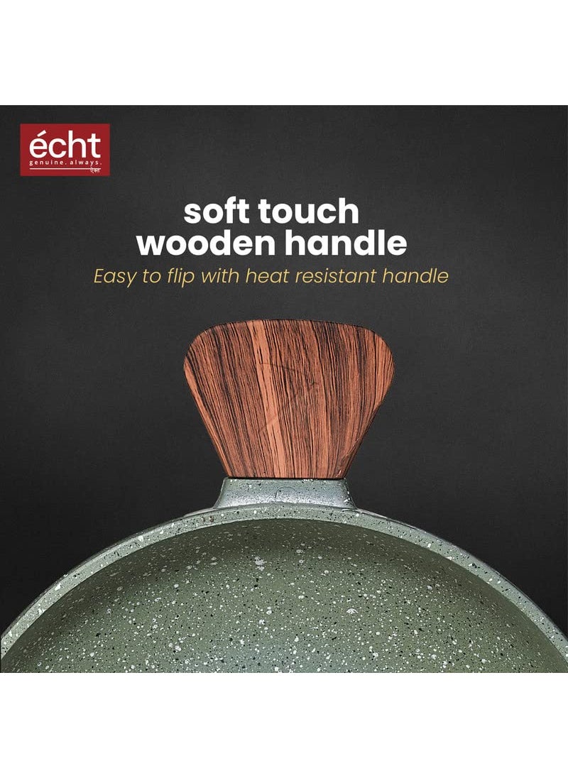 Echt - Echt Diecast Kadhai24 cm 4 liters Capacity Ideal for sauteing Vegetables Cooking Meat and Gravy and ShallowFrying Chips Deep Fry Easy t o Clean Made in India 1 Year Warranty Green 8 pc - Image 1