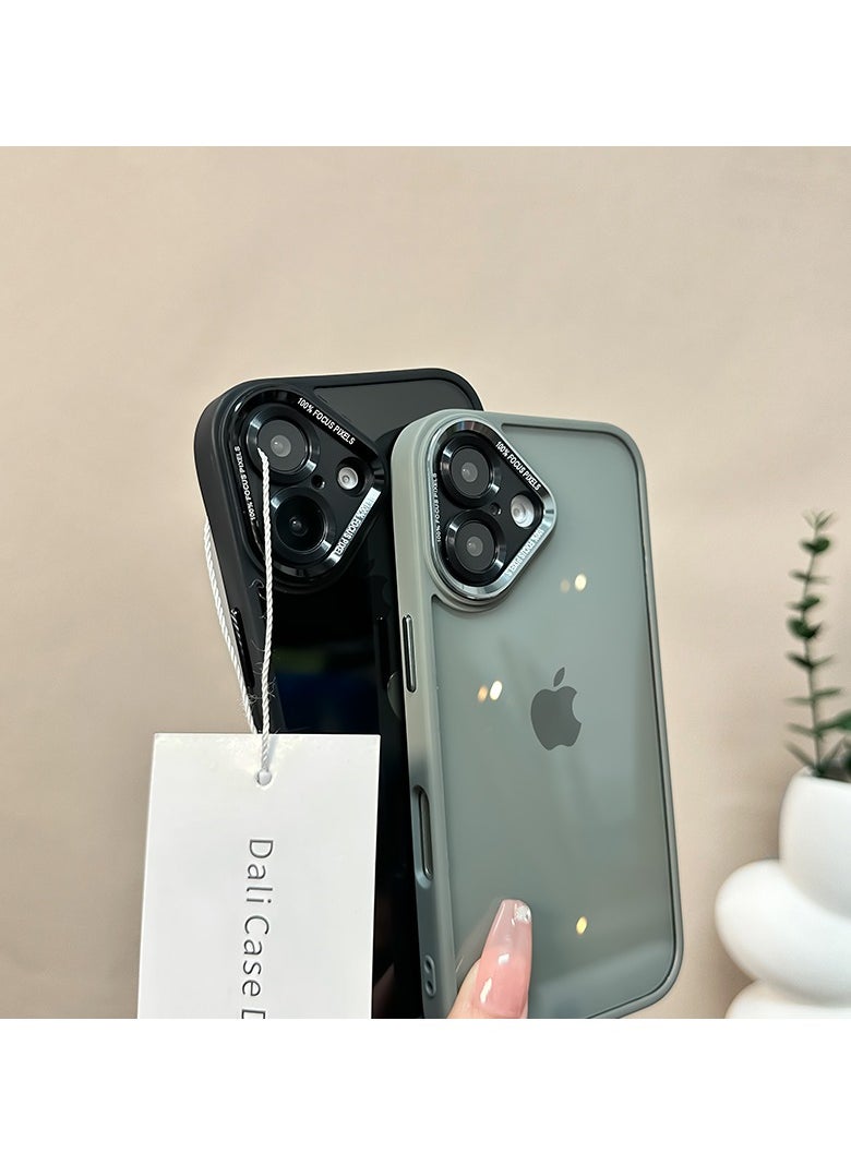 Exotic - Silicone Transparent Case for iPhone 16 - Shockproof Metal Camera Protection - Grey - Image 1
