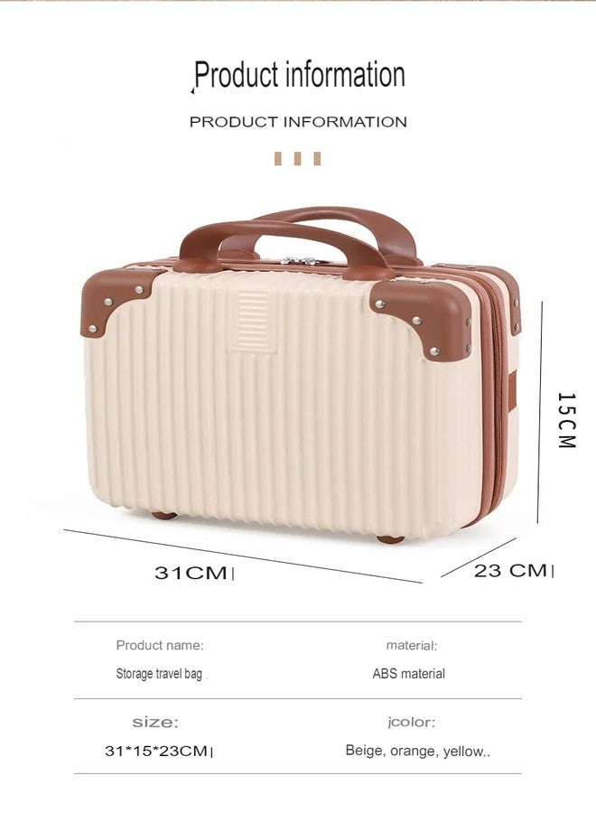 SUNBEET Mini Hard Shell Hard Travel Luggage Makeup Case Small Portable Carrying Case Suitcase Organizer Makeup Storage Box for Women (B-Cream..) - Image 3