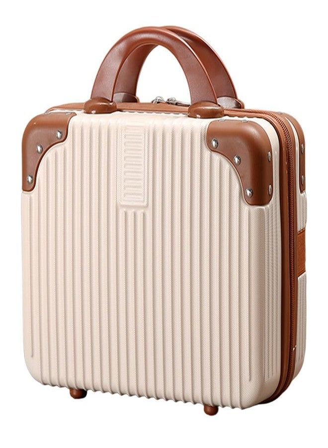 SUNBEET Mini Hard Shell Hard Travel Luggage Makeup Case Small Portable Carrying Case Suitcase Organizer Makeup Storage Box for Women (B-Cream..) - Image 1