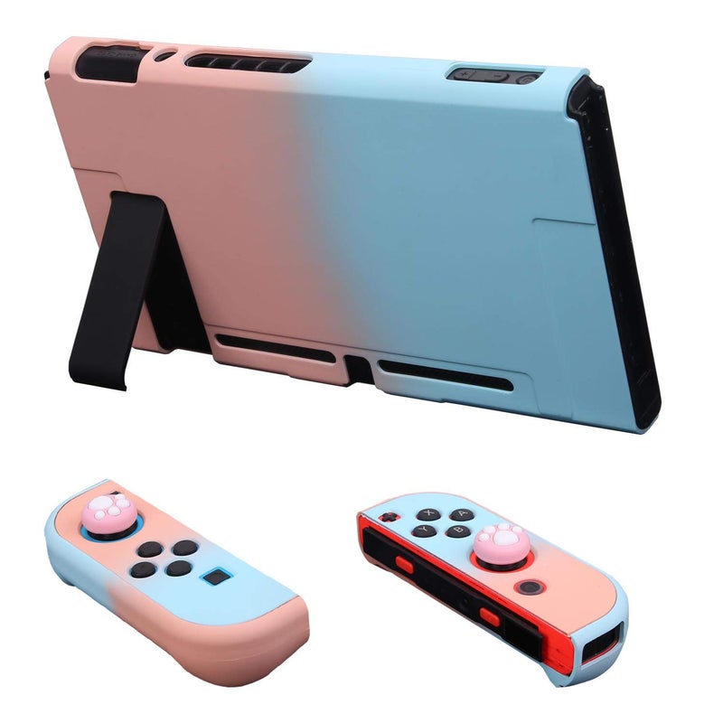 COMCOOL Dockable Case for Nintendo Switch 3 in 1 Protective Cover Case for Nintendo Switch and Joy-Con Controller with Screen Protector and Thumb grips - Pink and Blue - Image 4