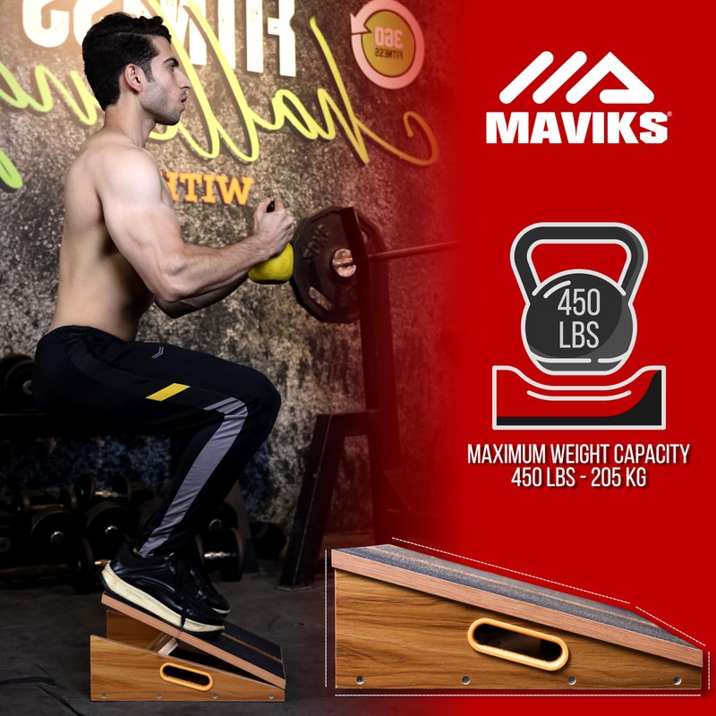 MAVIKS Professional Adjustable Calf Stretcher Slant Board for Squats for Ankle and Achilles Stretching, Posture Wooden Slant Board for Calf Stretching, Squat Wedge for Physical therapy & Exercise - Image 2