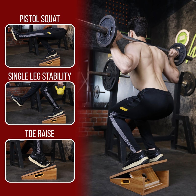 MAVIKS Professional Adjustable Calf Stretcher Slant Board for Squats for Ankle and Achilles Stretching, Posture Wooden Slant Board for Calf Stretching, Squat Wedge for Physical therapy & Exercise - Image 4