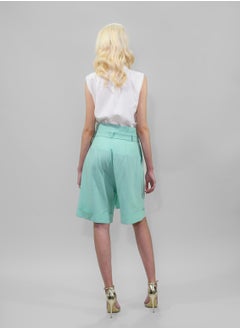 BITOLIA GALLERY Ivory Linen Shirt with Ivory-Green Bow  - Image 2