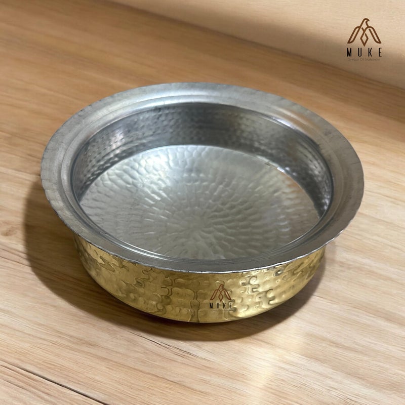 MUKE Brass Lagan Handi 100% Pure Hammered - Traditional Handcrafted Cookware for Biryani & Slow Cooking Strong & Durable (6 Liter) - Image 2