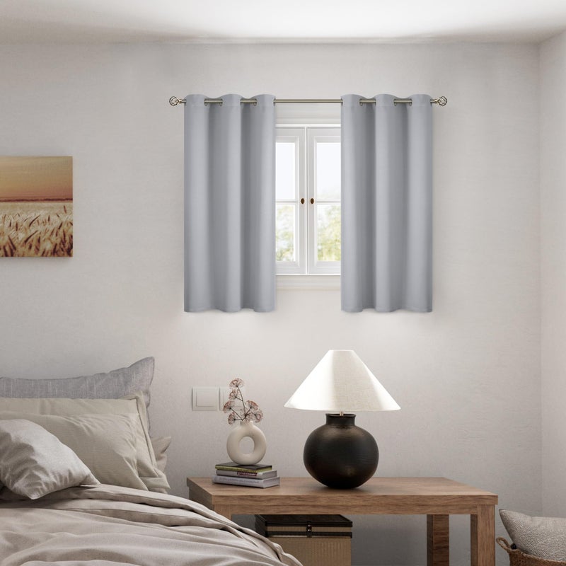 BGment Short 100% Blackout Curtains for Bedroom  Thermal Insulated Energy Efficiency Noise Reducing Grommet Curtains 54 Inch Length with Liner for Small Window 2 Panels Each 42 Inch Wide  Light Grey - Image 2