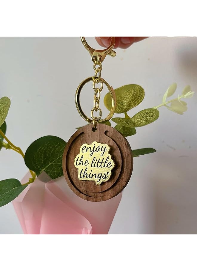 erorex - 2 Packs Enjoy The Little Things Wooden Essential Oil Diffuser For Car Aromatherapy Diffuser Car Pendant Walnut Wood Diffuser Hangings Bags Backpack Pendant Wooden Oil Diffuser Keychains Key Chains - Image 1