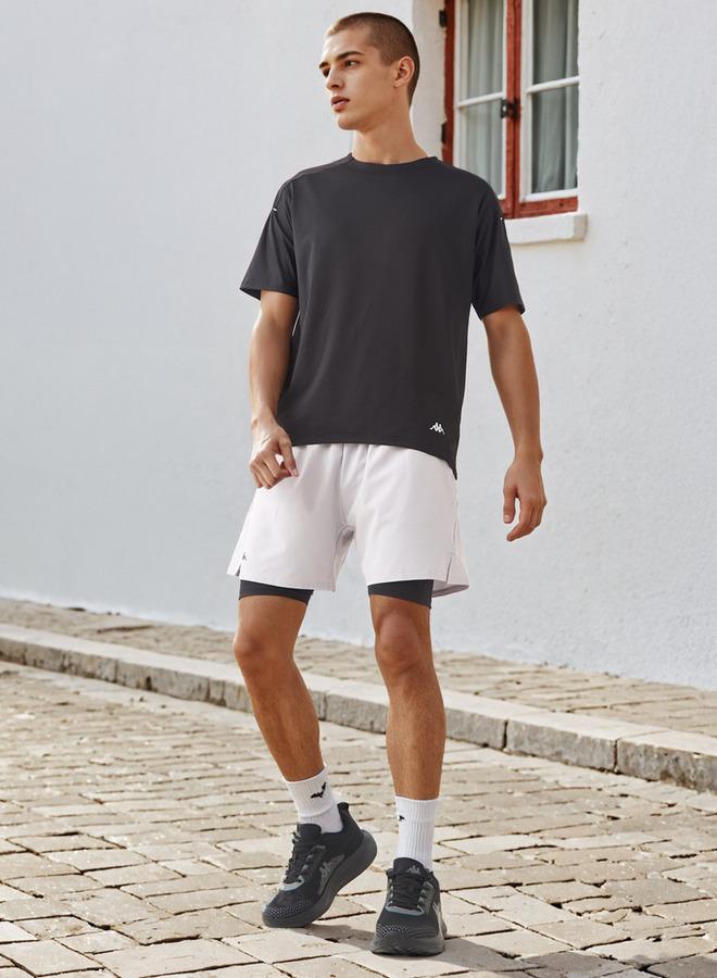 Kappa Logo Print Running Shorts with Inner Shorts - Image 2