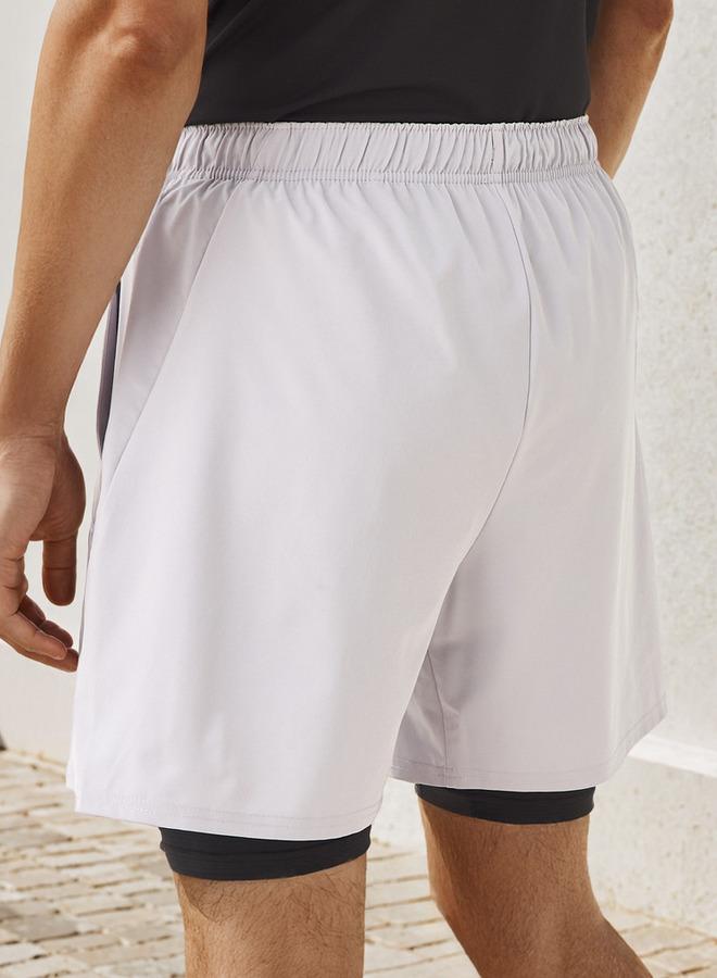 Kappa Logo Print Running Shorts with Inner Shorts - Image 3