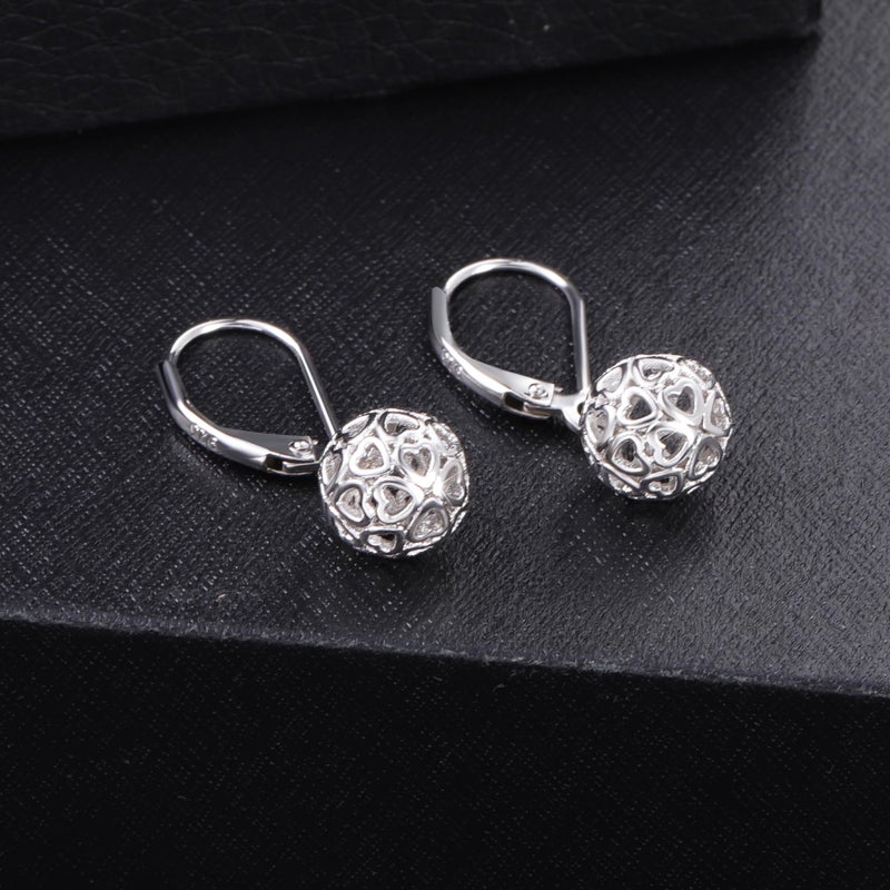 LANCHARMED 925 Sterling Silver Ball Dangle Drop Earrings for Women, Trendy French Style Heart Leverback Earrings Hypoallergenic Jewelry - Image 2
