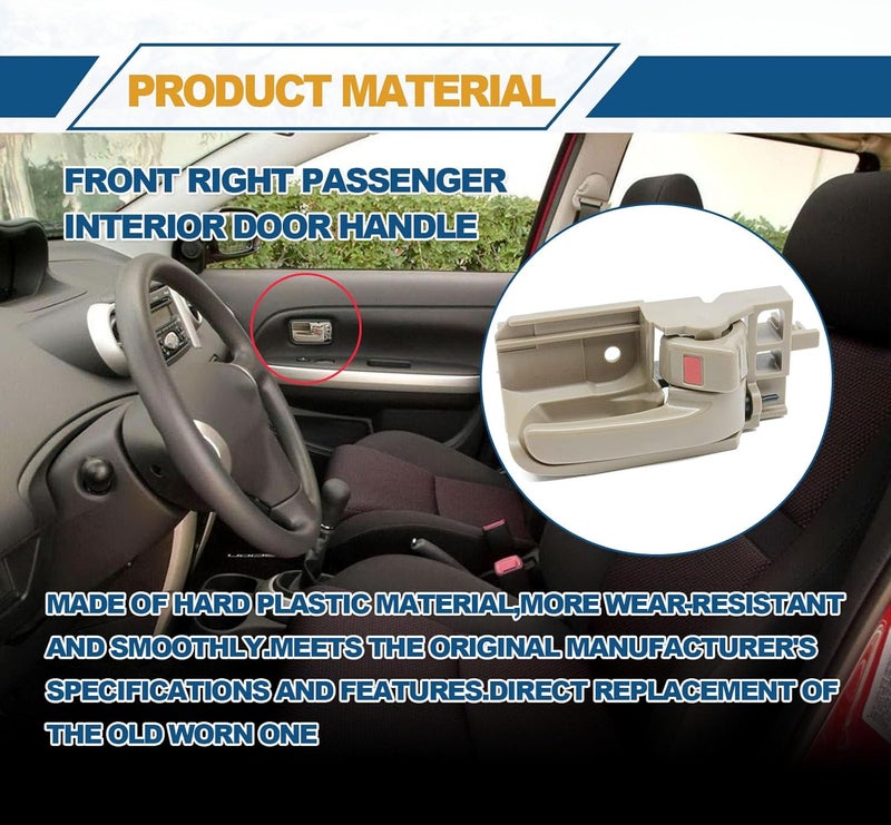 RBOKO Driver and Passenger Side Interior Door Handles for Toyota and Pontiac - Beige - Image 5