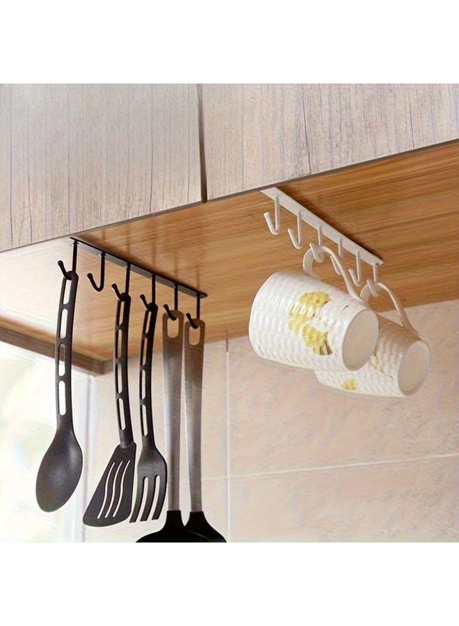 منظم خزانة أسود فوق الخزانة، 6 طبقات، خطاطيف، تركيب لاصق، تخزين المطبخ وال pantry - Image 2