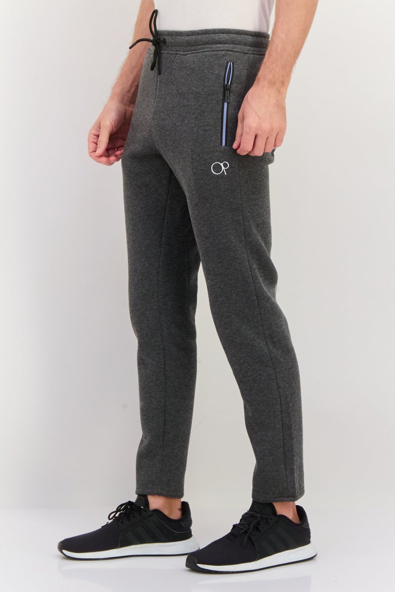 Ocean Pacific Men Regular Fit Brand Logo Sweatpants, Grey - Image 3