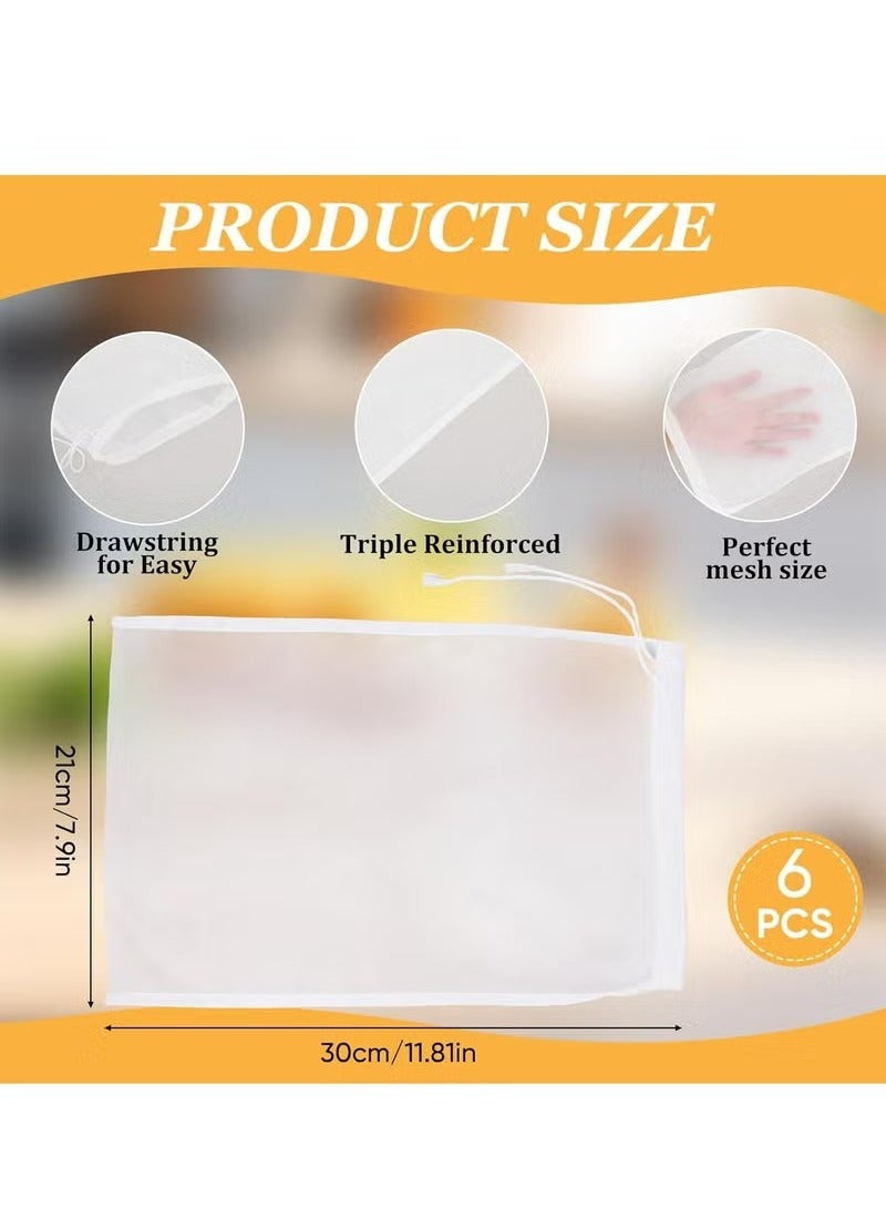 6 Pack Cheese Cloths for Straining Bags, Fine Mesh Nylon Cheese Cloths, Reusable Strainer Bags for Straining Juices.  - Image 2