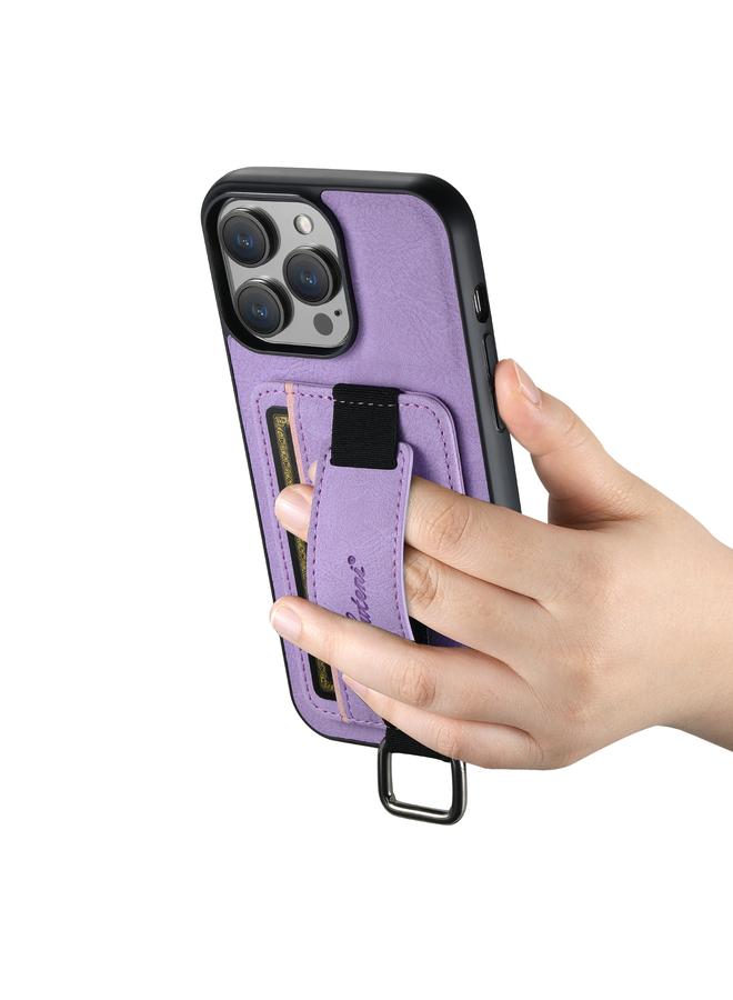 Suteni Case For iPhone 15 Pro Max H13 Litchi Leather Wrist Strap Wallet Back Phone Case - Image 3