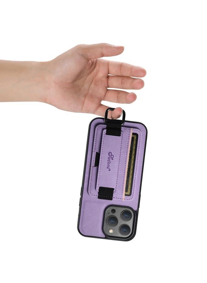 Suteni Case For iPhone 15 Pro Max H13 Litchi Leather Wrist Strap Wallet Back Phone Case - Image 5