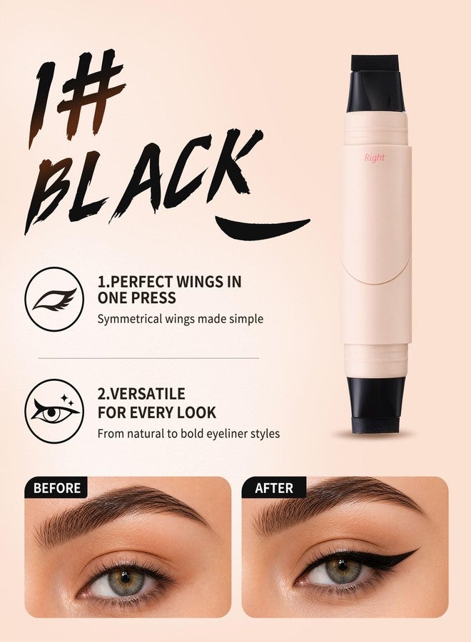 SUMEITANG Black Winged Eyeliner Stamp Pen, Dual Head 90° Rotating Design - Image 2