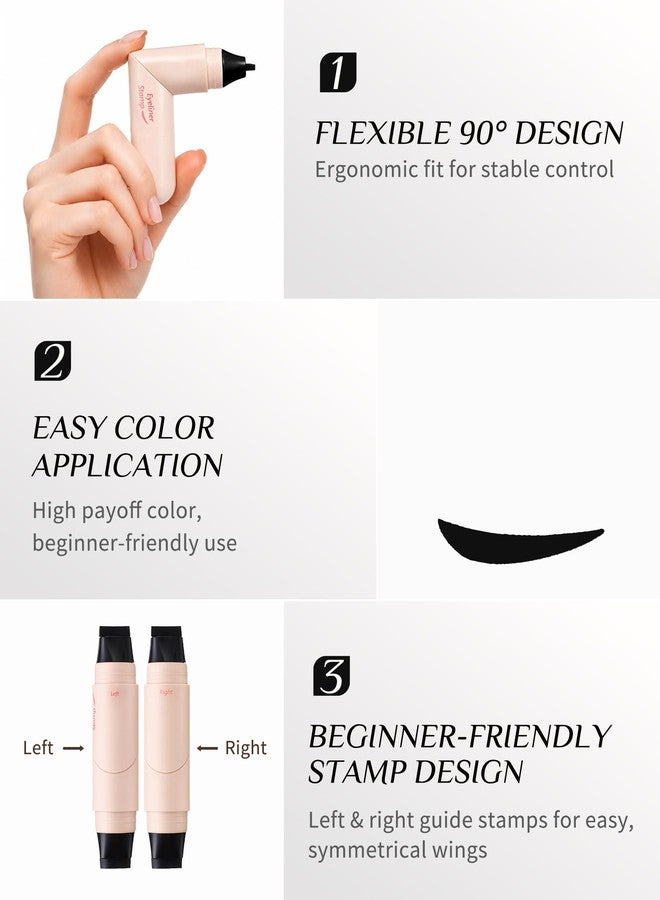 SUMEITANG Black Winged Eyeliner Stamp Pen, Dual Head 90° Rotating Design - Image 5