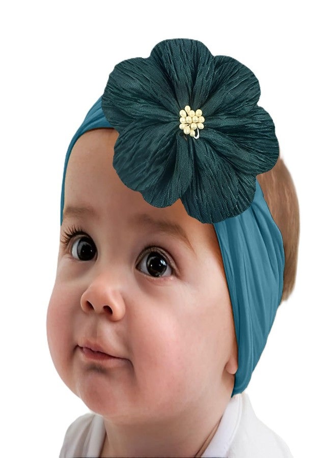 SYGA Baby Headband Nylon Flower Soft Stretchable Hairband for Newborn Infant Toddler Kids For 0-3 Year (Navy Blue, Free Size) - Image 1