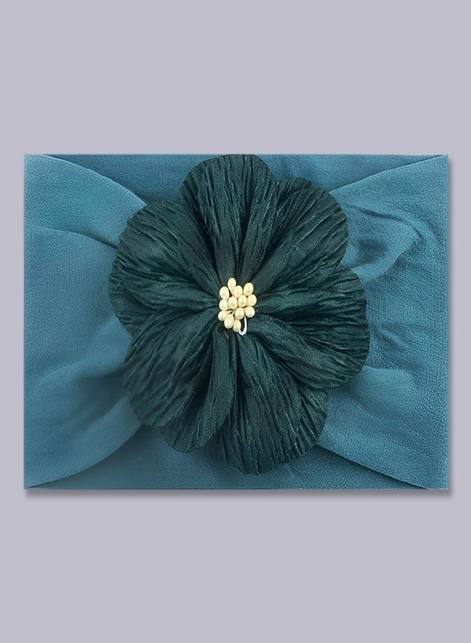 SYGA Baby Headband Nylon Flower Soft Stretchable Hairband for Newborn Infant Toddler Kids For 0-3 Year (Navy Blue, Free Size) - Image 2