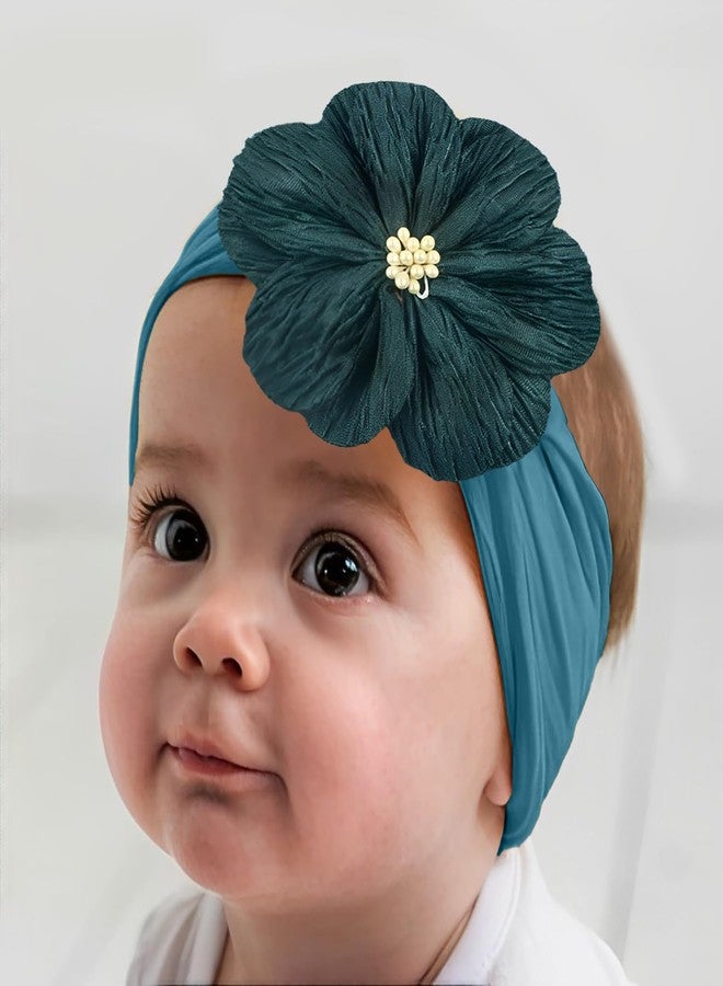 SYGA Baby Headband Nylon Flower Soft Stretchable Hairband for Newborn Infant Toddler Kids For 0-3 Year (Navy Blue, Free Size) - Image 3