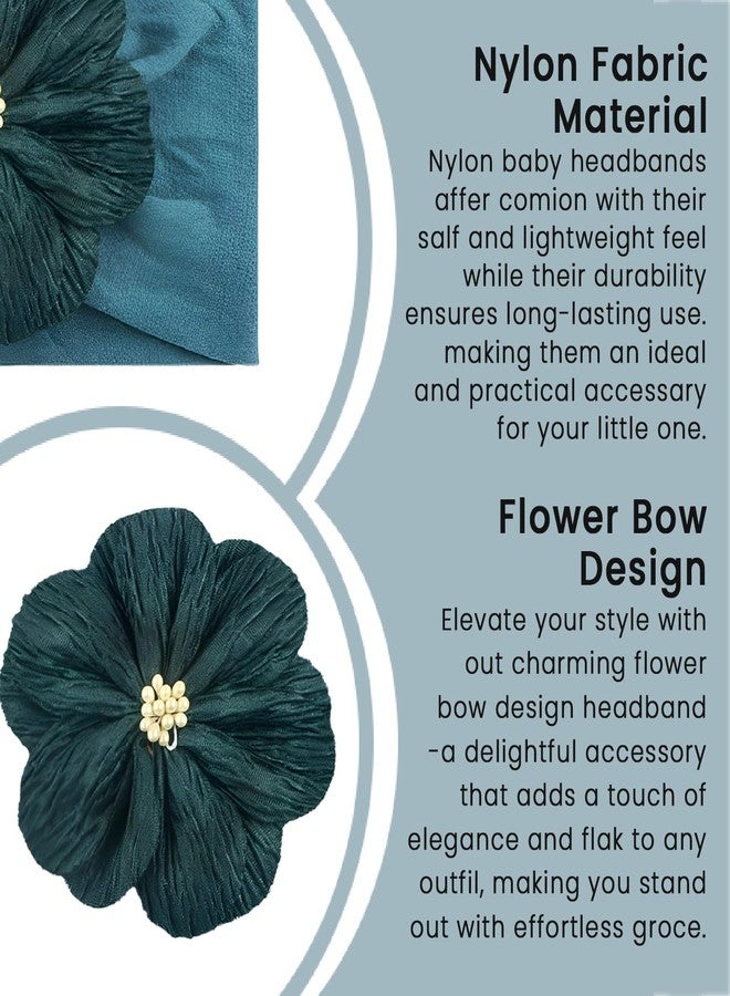 SYGA Baby Headband Nylon Flower Soft Stretchable Hairband for Newborn Infant Toddler Kids For 0-3 Year (Navy Blue, Free Size) - Image 5