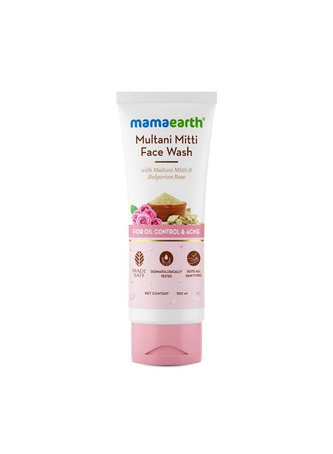 Mamaearth Multani Mitti Face Wash With Multani Mitti & Bulgarian Rose For Oil Control & Acne 100 Ml ; Suits All Skin Types ; Hydrating & Gentle ; Parabenfree ; No Silicones ; Sulphatefree  - Image 1