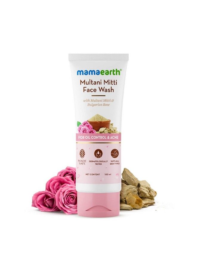 Mamaearth Multani Mitti Face Wash With Multani Mitti & Bulgarian Rose For Oil Control & Acne 100 Ml ; Suits All Skin Types ; Hydrating & Gentle ; Parabenfree ; No Silicones ; Sulphatefree  - Image 3