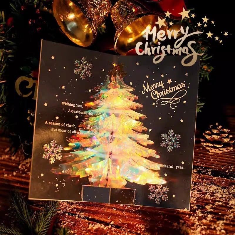 Christmas Greeting Card 3D Stereo Creative Cartoon Christmas Tree Message Card Student Gift Handwritten Gratitude Blessing Postcard - Image 3