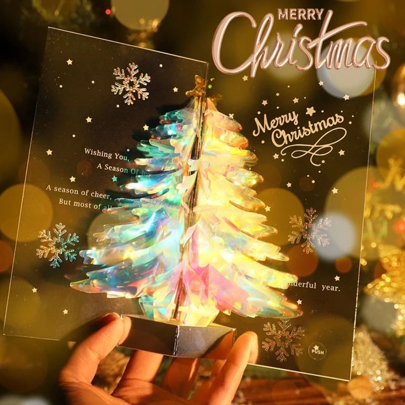 Christmas Greeting Card 3D Stereo Creative Cartoon Christmas Tree Message Card Student Gift Handwritten Gratitude Blessing Postcard - Image 4