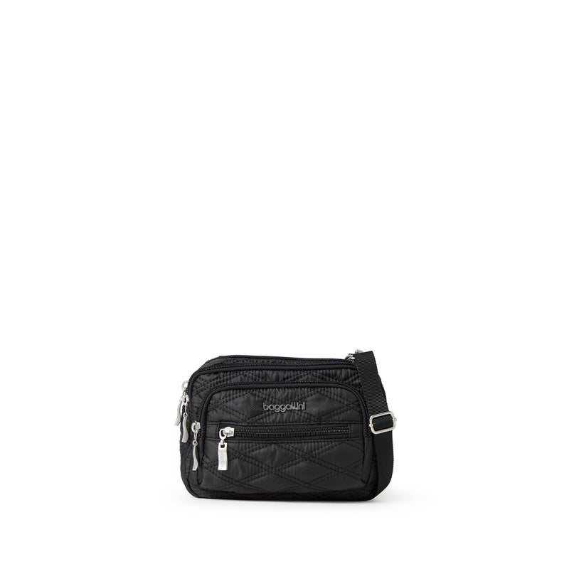 Baggallini womens Triple Zip Bagg, Black Quilt, One Size US - Image 1