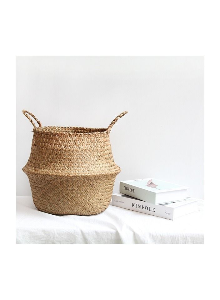3-Pieces Laundry Storage Baskets,Seagrass Baskets Wicker Hanging Flower Pot Baskets Storage,Flower Pot Panier Basket,Colour Brown - Image 3