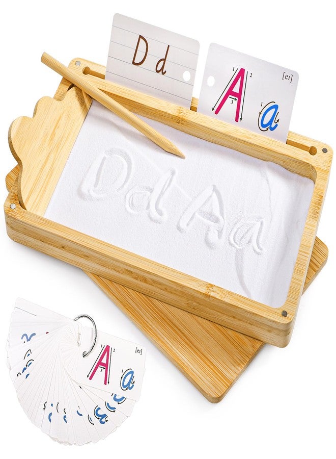 Nagpew Sand Tray for Kids, Montessori Sand Therapy Tray with Lid, Bamboo Writing Play Toy Learning Tool for Writing Letters Numbers Drawing, Classroom Preschool Must Have - Image 1
