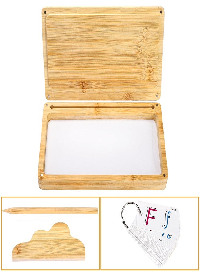Nagpew Sand Tray for Kids, Montessori Sand Therapy Tray with Lid, Bamboo Writing Play Toy Learning Tool for Writing Letters Numbers Drawing, Classroom Preschool Must Have - Image 3