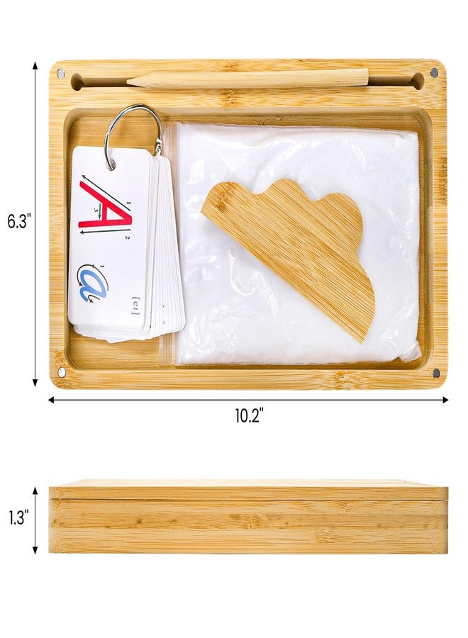 Nagpew Sand Tray for Kids, Montessori Sand Therapy Tray with Lid, Bamboo Writing Play Toy Learning Tool for Writing Letters Numbers Drawing, Classroom Preschool Must Have - Image 2