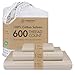Threadmill 100 Cotton Sheets for Twin Size Bed  600 Thread Count Twin Bed Sheets Set with 15 Deep Pocket  Damask Stripe Sateen Weave 3Piece Bedding Set with Cooling Effect Beige - Image 2