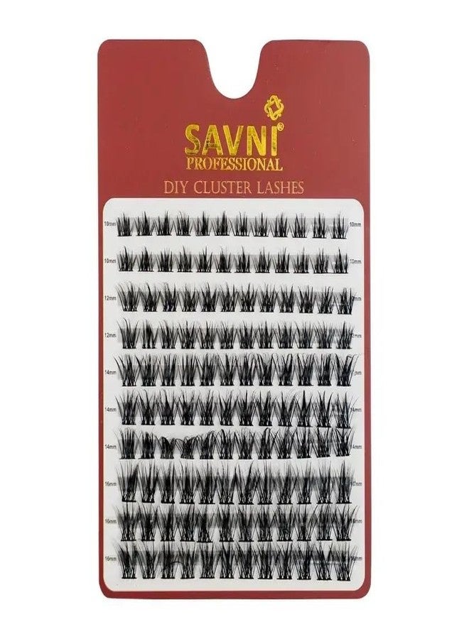 Savni Professional DIY Cluster Bunch Lashes, 10mm-16mm Mix Length, Natural Look, Black (Model17)