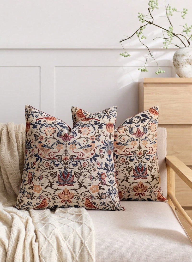Cushion Covers for Sofas with Traditional Floral Patterns – Elegant Pillow Set for Living Room Décor - Image 1