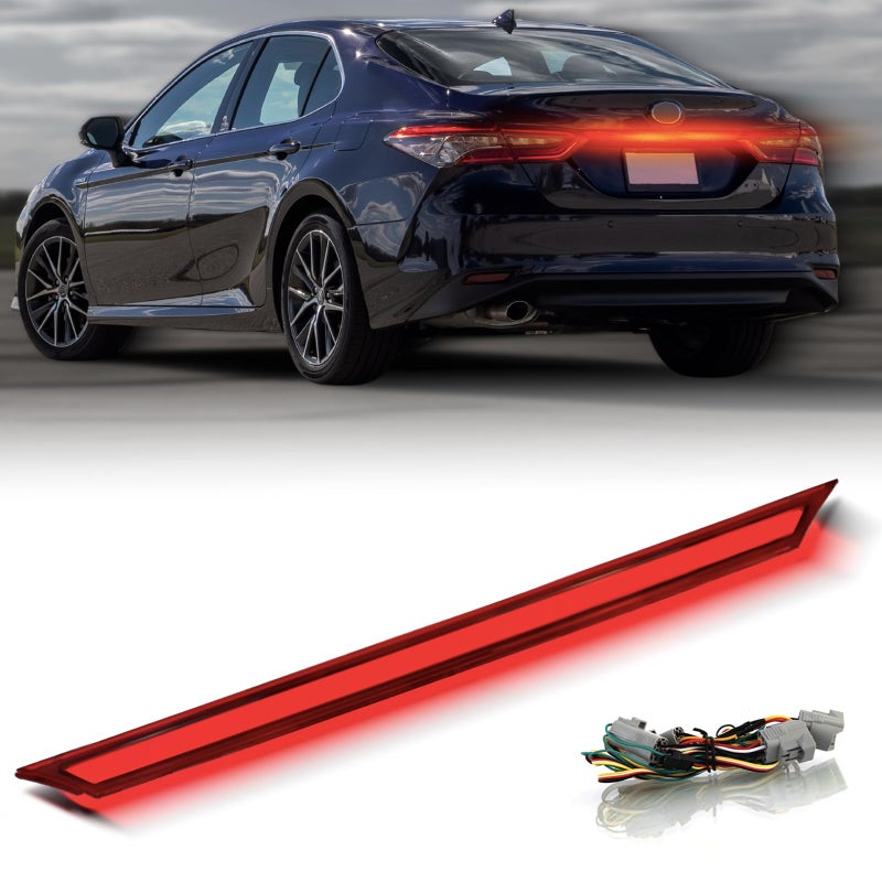 BINQIGOO LED Rear Tail Light Trunk Bar Compatible with 2018 2019 2020 2021 2022 2023 Toyota Camry Dynamic Sequential Stroboscopic Turn Signal Lamp DRL Brake Taillight Red Lens