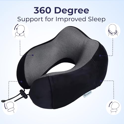 Billebon Neck Pillow for Travel – Comfortable Memory Foam Support, U-Shape Ergonomic Design, Portable for Flight Journeys, Lightweight Compact Build, Soft Washable Cover (Black) - Image 5
