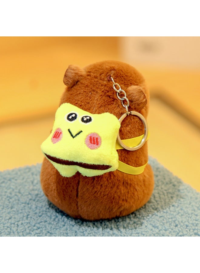 Kapibala Doll Cross Border Doll Pendant Keychain Capybara Plush Toy Girl Gift Trinket Doll-Color:Capybara Back Spongebob Squarepants-Height:Dimensions As Above - Image 1