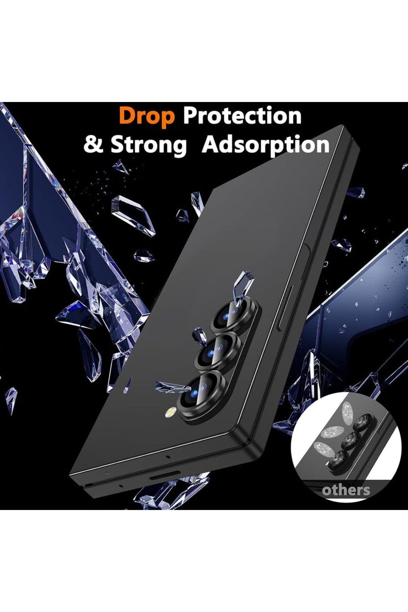 إيروريكس غطاء حلقي أسود لهاتف سامسونج زد فولد 5، 3 قطع، غشاء عدسة الكاميرا، زجاج مقوى خلفي لهاتف سامسونج زد فولد 4 و5 و6 - Image 3