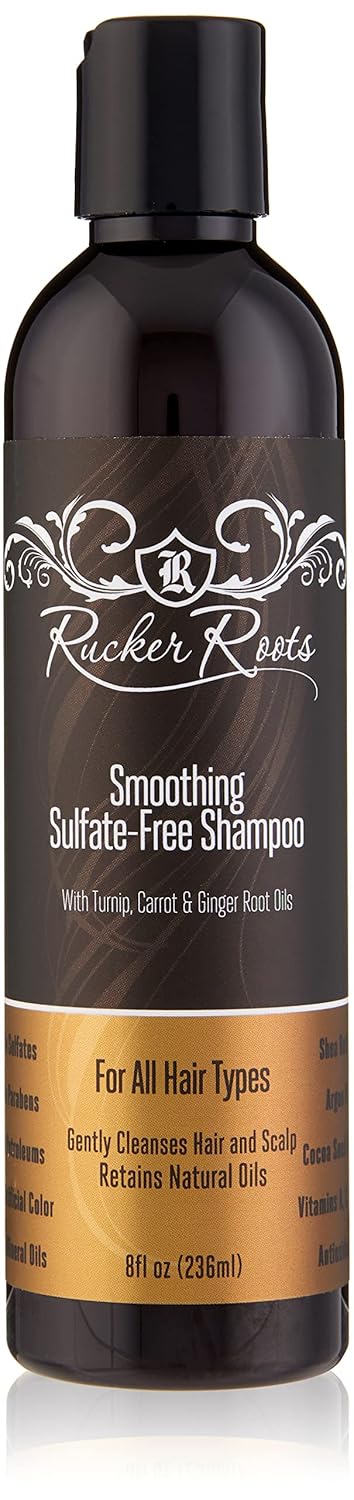 Rucker Roots Smoothing Sulfate Free Shampoo Ginger Turnip Carrot Root Oils For All Hair Types Gentle Cleanser Shea Butter Argan Oil Cocoa Seed Butter Antioxidants